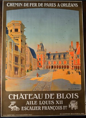 Chateau de Blois vintage French travel poster